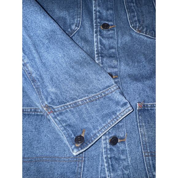 Vintage Classic Jeans Denim Chore Jacket Blue Workwear Utility Coat 21x28 Large - Picture 5 of 6